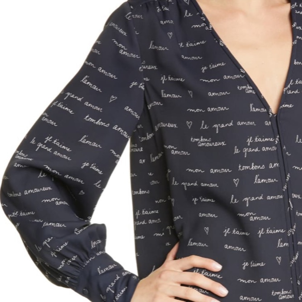 NWT Joie Amour Love Blue Dipak Crepe Blouse Sz XS